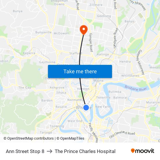 Ann Street Stop 8 to The Prince Charles Hospital map