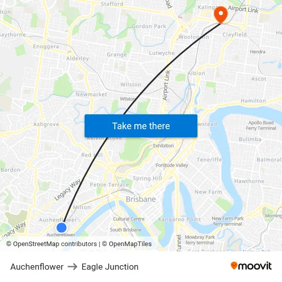 Auchenflower to Eagle Junction map