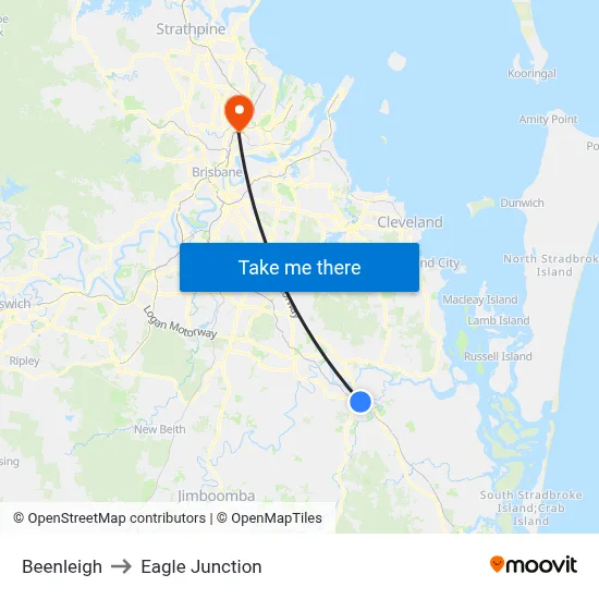 Beenleigh to Eagle Junction map