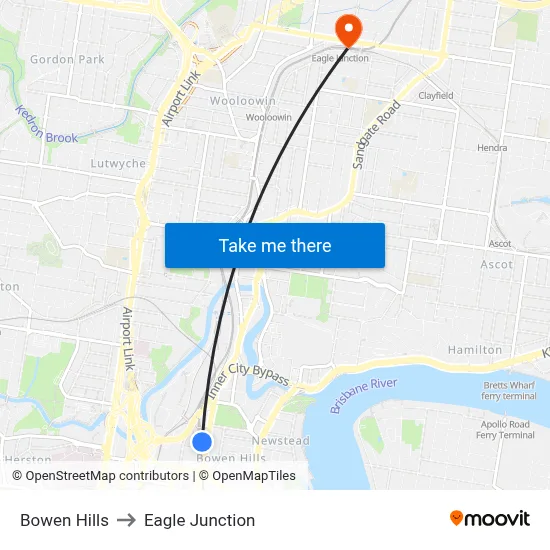 Bowen Hills to Eagle Junction map