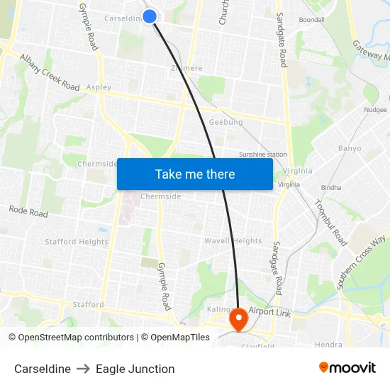 Carseldine to Eagle Junction map