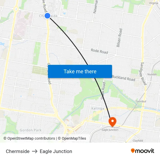 Chermside to Eagle Junction map