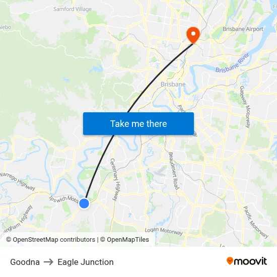 Goodna to Eagle Junction map