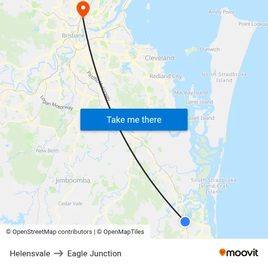 Helensvale to Eagle Junction map