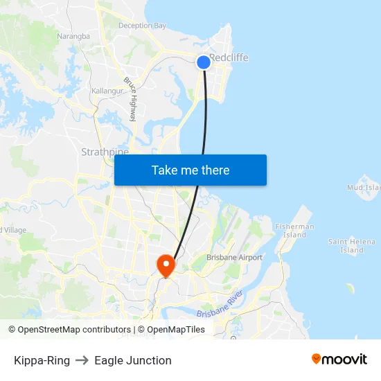 Kippa-Ring to Eagle Junction map