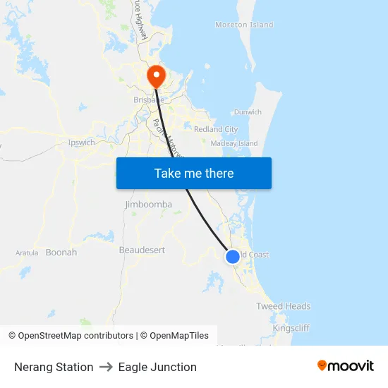 Nerang Station to Eagle Junction map