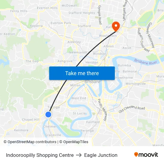 Indooroopilly Shopping Centre to Eagle Junction map