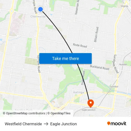 Westfield Chermside to Eagle Junction map