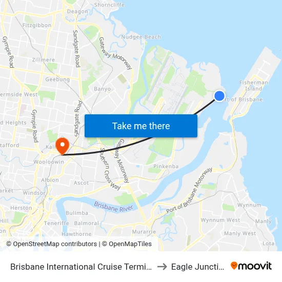 Brisbane International Cruise Terminal to Eagle Junction map