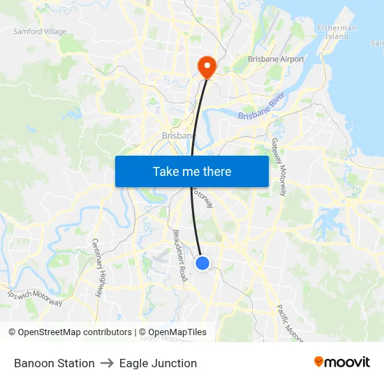 Banoon Station to Eagle Junction map