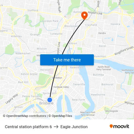 Central station platform 6 to Eagle Junction map