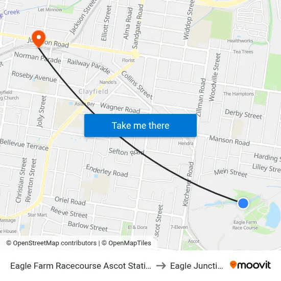 Eagle Farm Racecourse Ascot Station to Eagle Junction map
