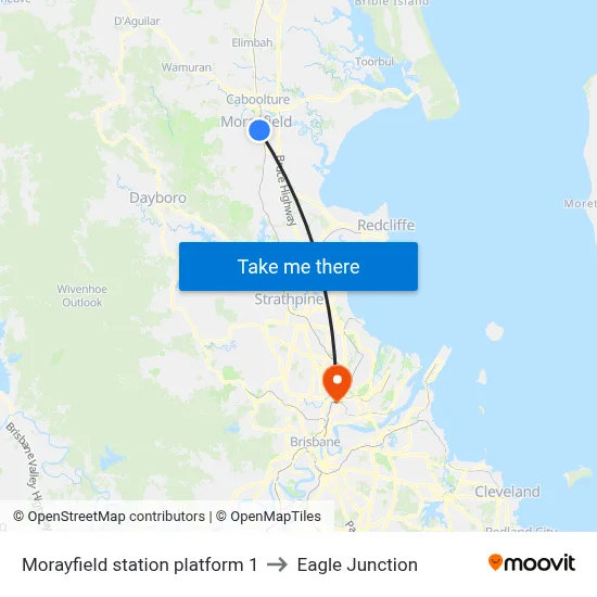 Morayfield station platform 1 to Eagle Junction map