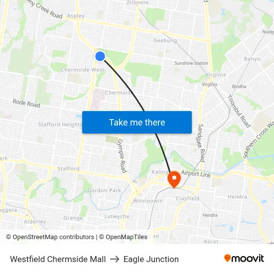 Westfield Chermside Mall to Eagle Junction map