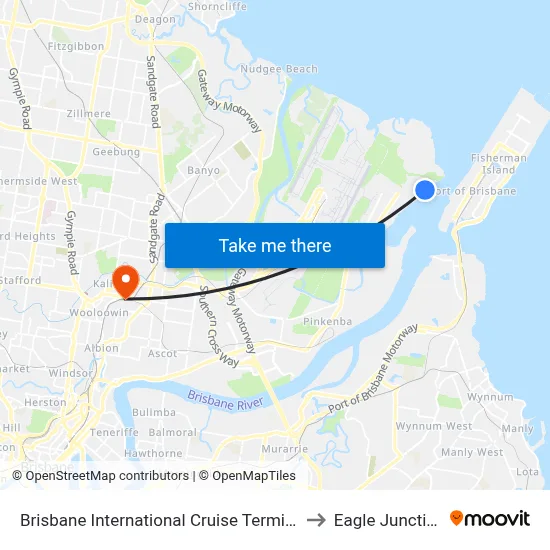 Brisbane International Cruise Terminal to Eagle Junction map