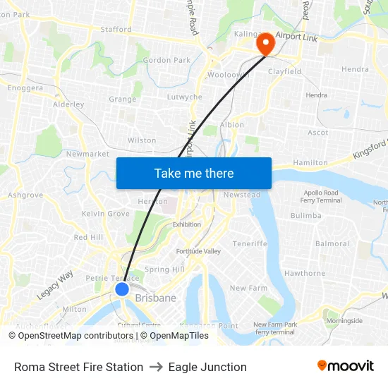 Roma Street Fire Station to Eagle Junction map