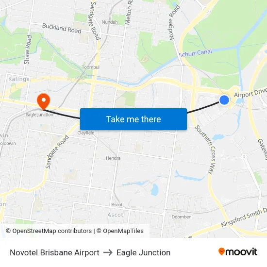 Novotel Brisbane Airport to Eagle Junction map