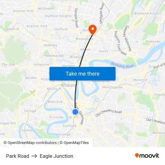 Park Road to Eagle Junction map