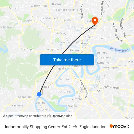 Indooroopilly Shopping Center-Ent 2 to Eagle Junction map