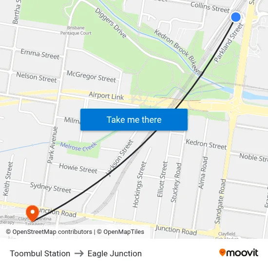 Toombul Station to Eagle Junction map