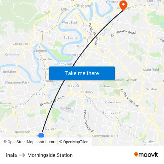 Inala to Morningside Station map