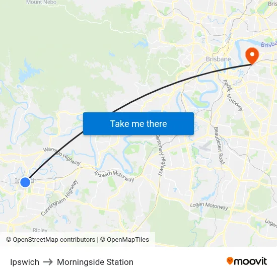 Ipswich to Morningside Station map