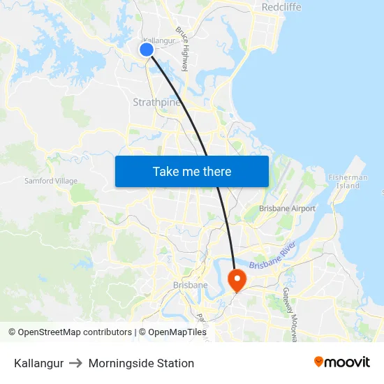 Kallangur to Morningside Station map