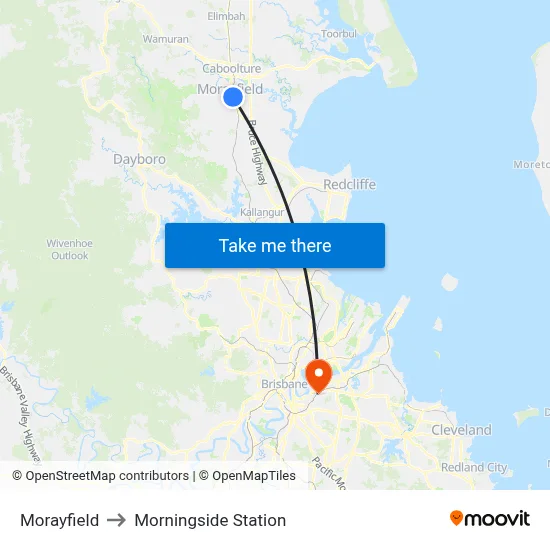Morayfield to Morningside Station map
