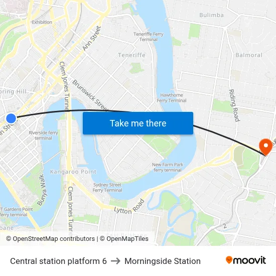 Central station platform 6 to Morningside Station map