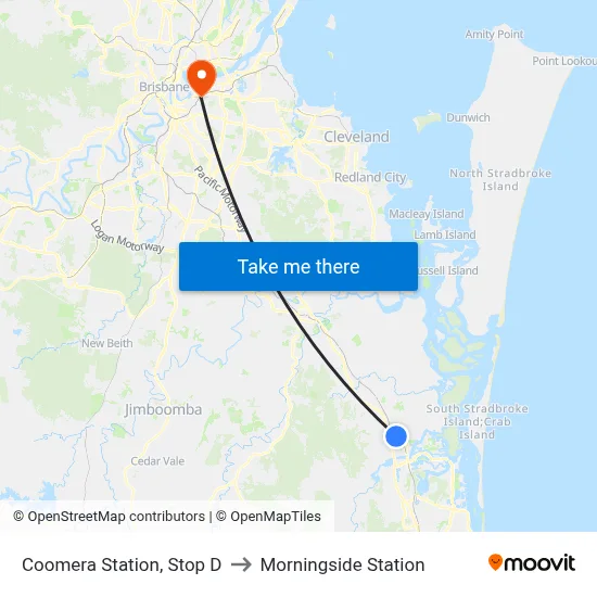 Coomera Station, Stop D to Morningside Station map
