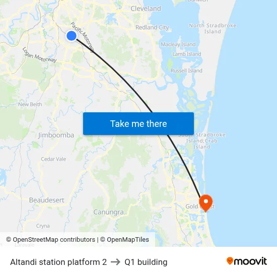 Altandi station platform 2 to Q1 building map