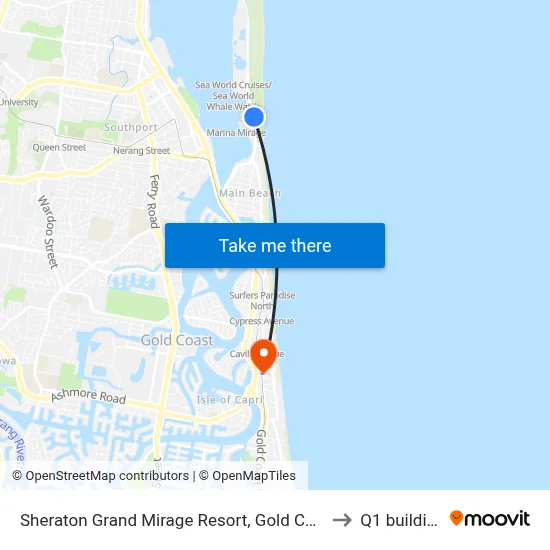 Sheraton Grand Mirage Resort, Gold Coast to Q1 building map