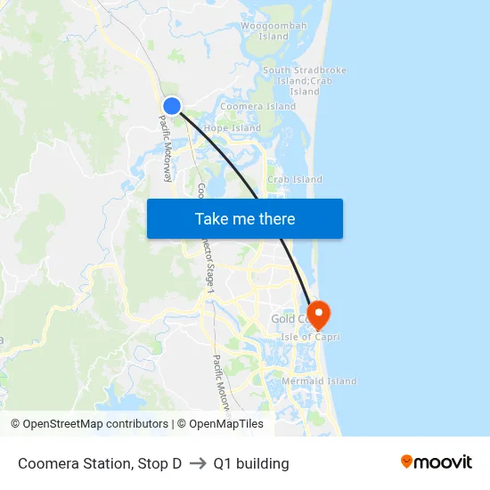 Coomera Station, Stop D to Q1 building map