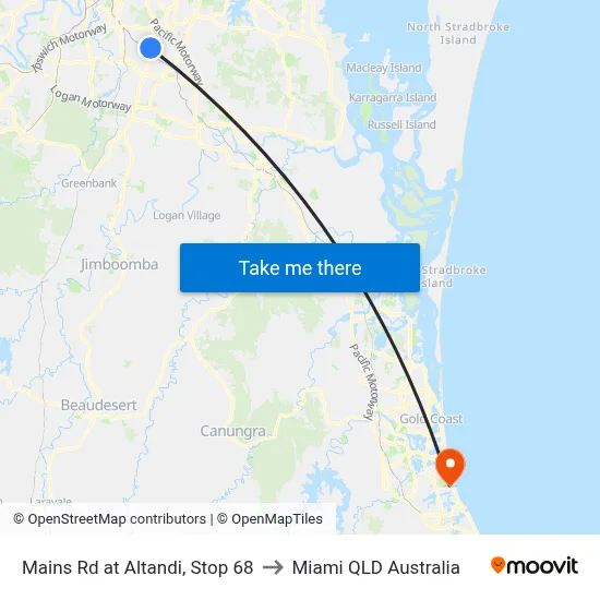 Mains Rd at Altandi, Stop 68 to Miami QLD Australia map