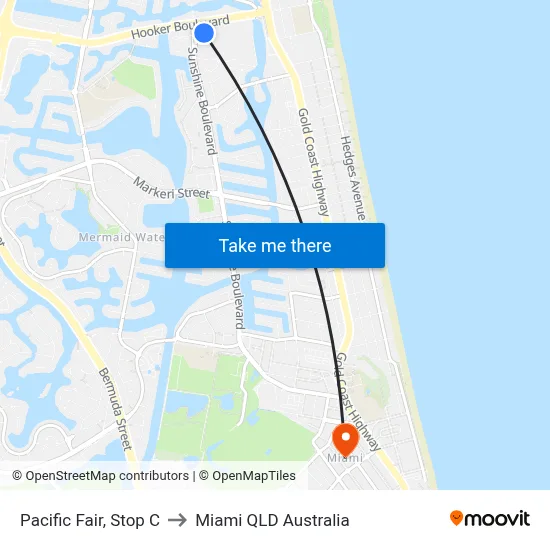 Pacific Fair, Stop C to Miami QLD Australia map