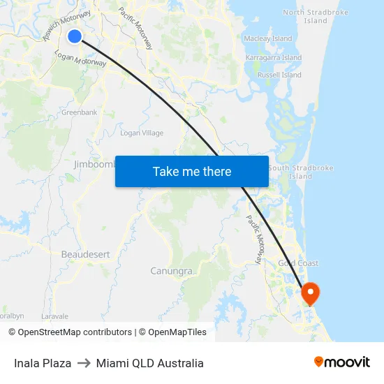 Inala Plaza to Miami QLD Australia map