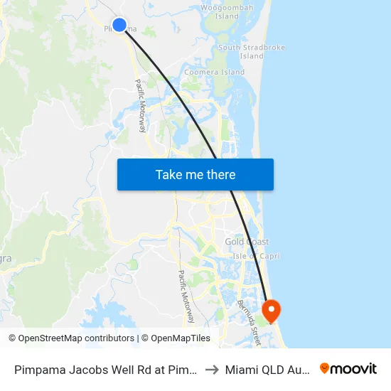 Pimpama Jacobs Well Rd at Pimpama City to Miami QLD Australia map
