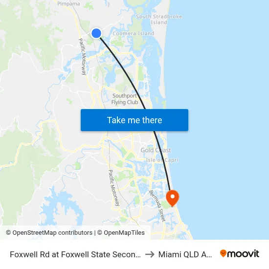 Foxwell Rd at Foxwell State Secondary College to Miami QLD Australia map