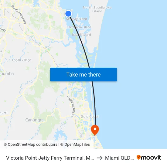 Victoria Point Jetty Ferry Terminal, Moreton Bay (Redland City) to Miami QLD Australia map
