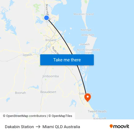 Dakabin Station to Miami QLD Australia map