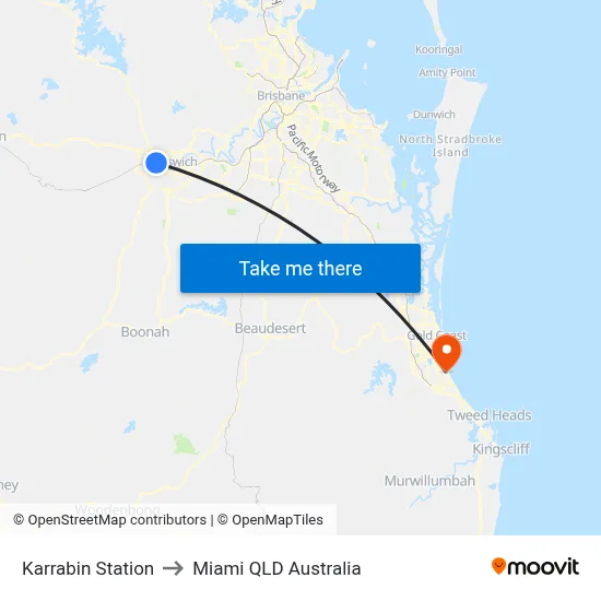 Karrabin Station to Miami QLD Australia map