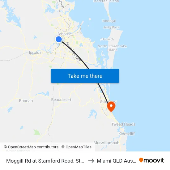 Moggill Rd at Stamford Road, Stop 22/23 to Miami QLD Australia map