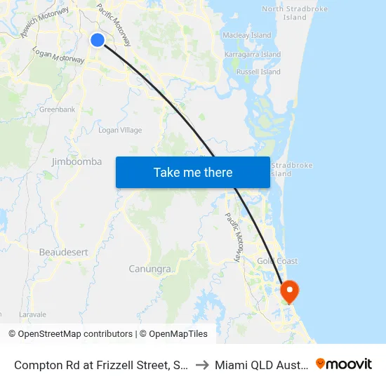 Compton Rd at Frizzell Street, Stop 85 to Miami QLD Australia map