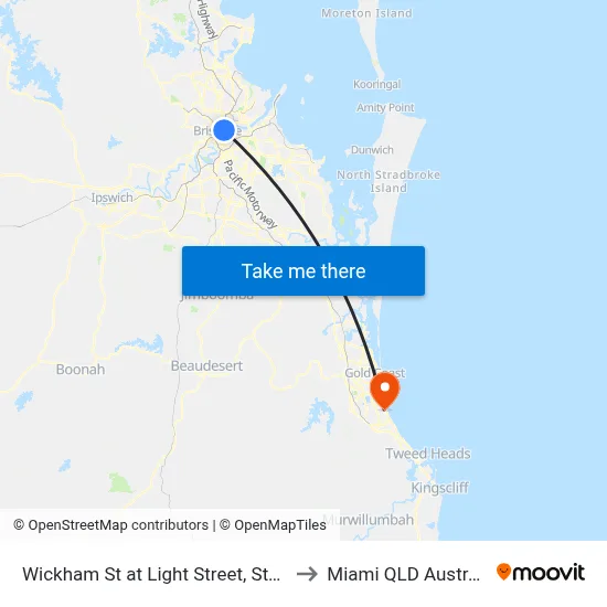 Wickham St at Light Street, Stop 7 to Miami QLD Australia map