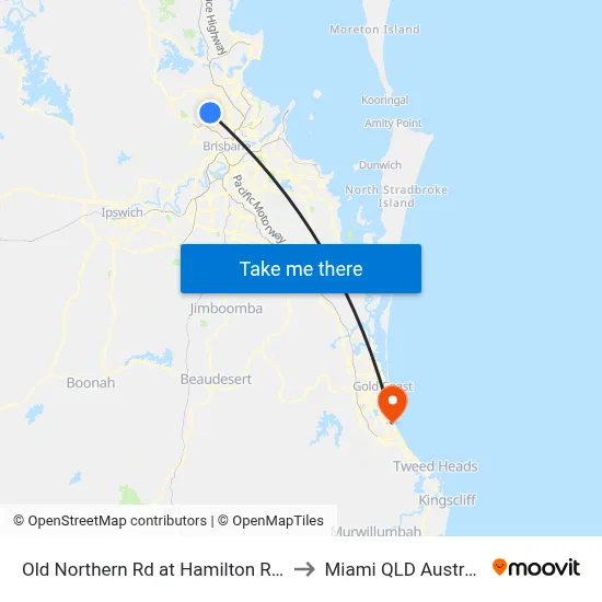 Old Northern Rd at Hamilton Road to Miami QLD Australia map