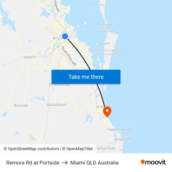 Remora Rd at Portside to Miami QLD Australia map