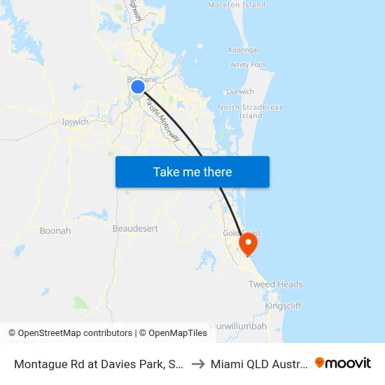 Montague Rd at Davies Park, Stop 8 to Miami QLD Australia map
