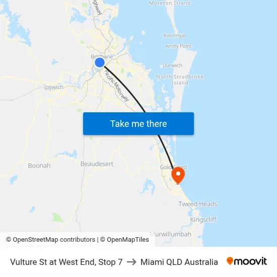 Vulture St at West End, Stop 7 to Miami QLD Australia map