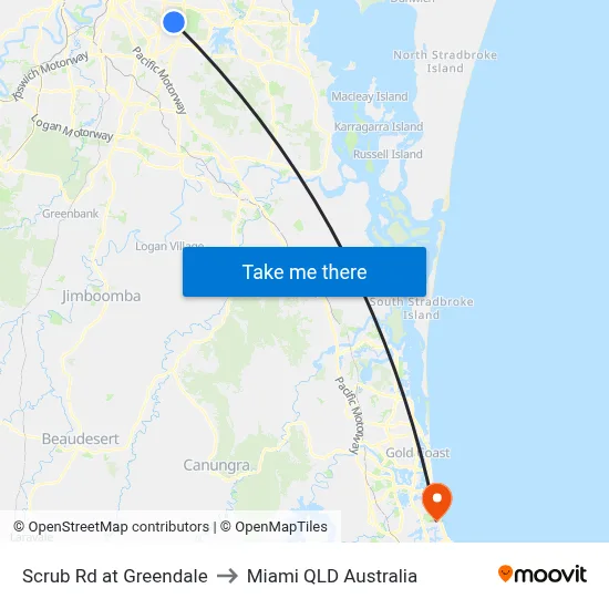 Scrub Rd at Greendale to Miami QLD Australia map