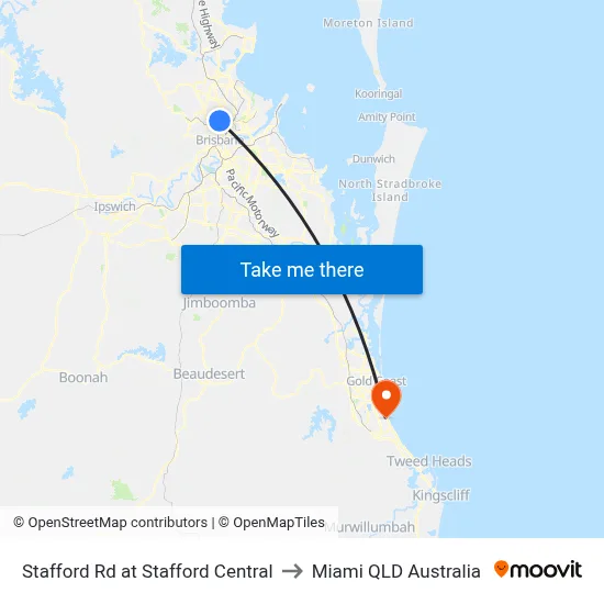 Stafford Rd at Stafford Central to Miami QLD Australia map